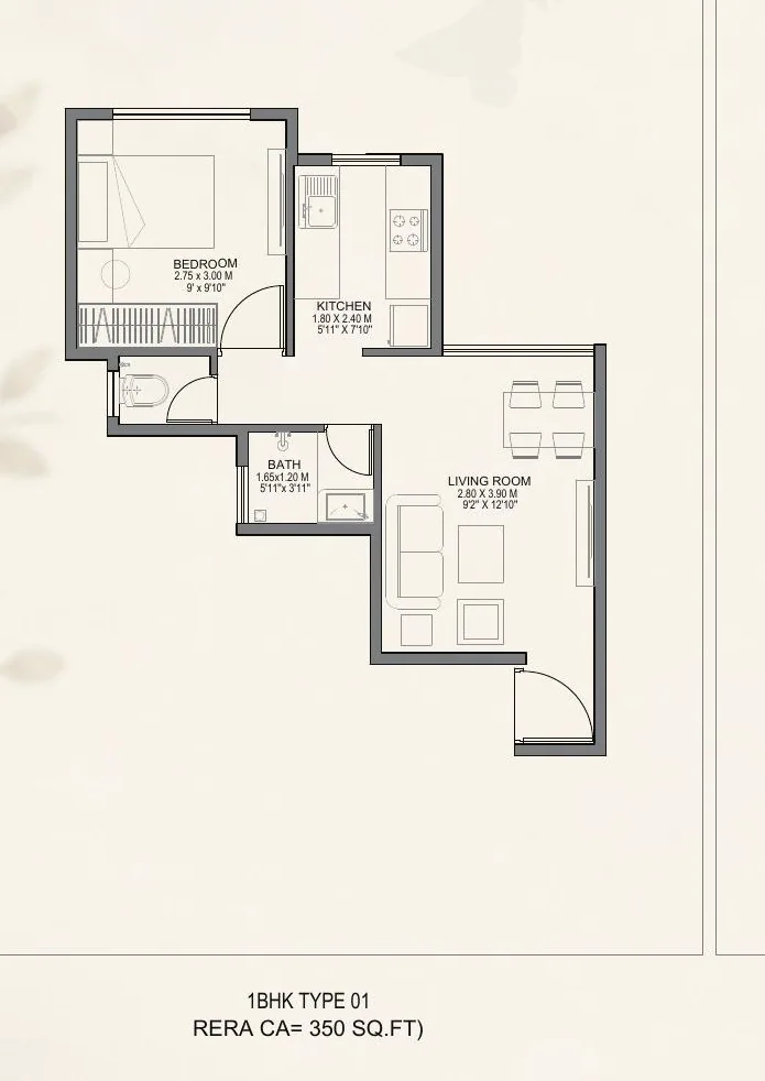 Serene Valley 1 BHK Certified Net Usable Floor Plan Layout