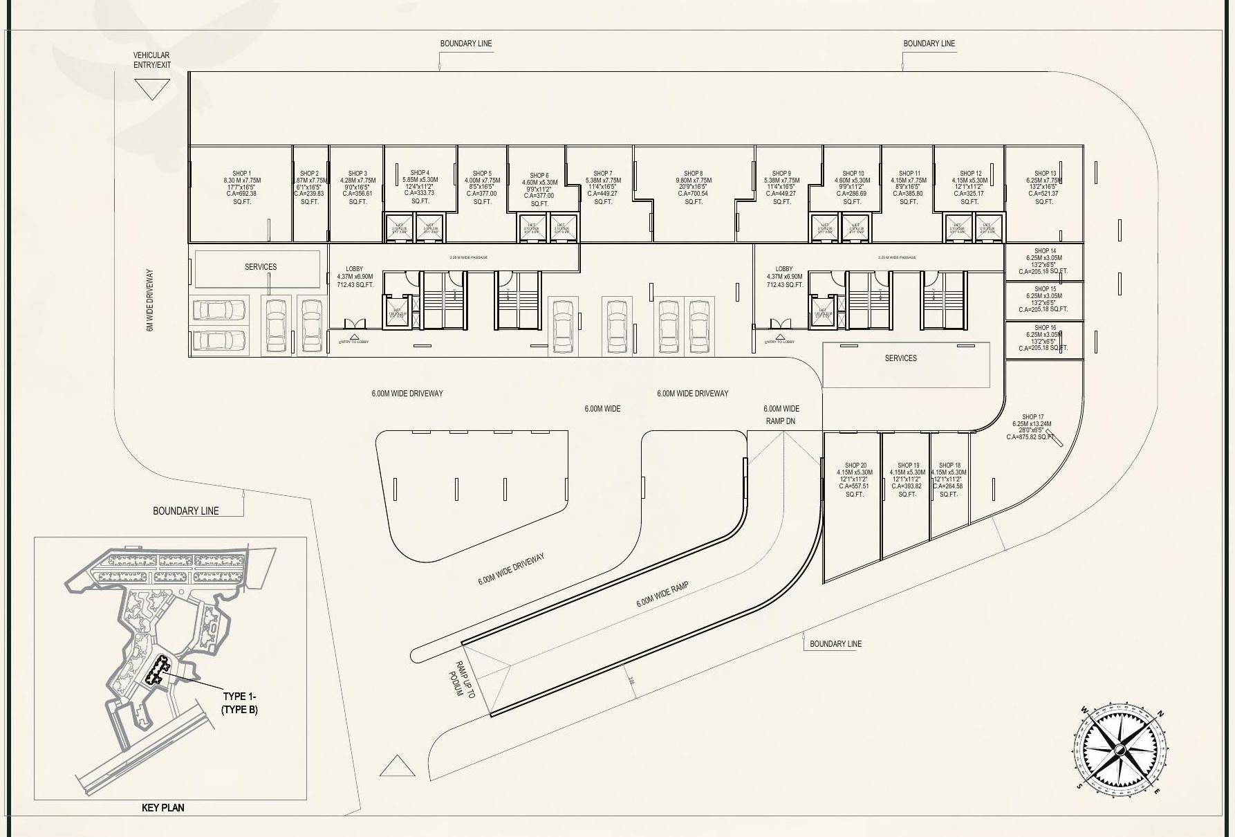Ground Floor Commercial High-Street Retail Layout Shops 1 to 20 - Serene Valley